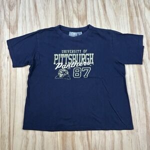 Vintage Y2K Pittsburgh Panthers Womens Blue T Shirt Large Pitt College Universit